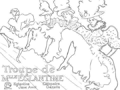 La Troupe De Mlle Eglantine By Toulouse Lautrec Coloring Page